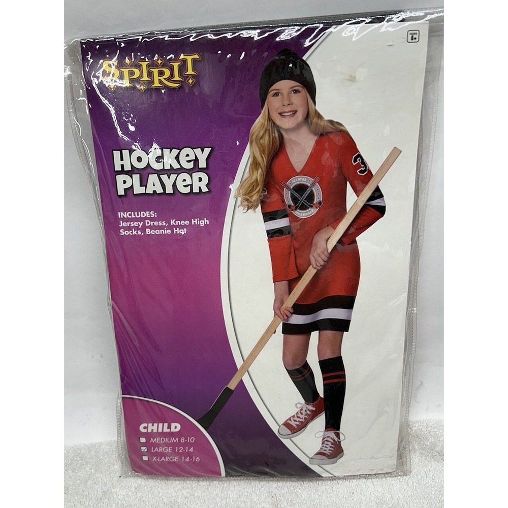Spirit Halloween Girls Size Large 12-14 Hockey Player Costume New